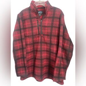 Mack Russo Red/Black Plaid Fleece 1/4 Zip Pullover Sz(XXL)